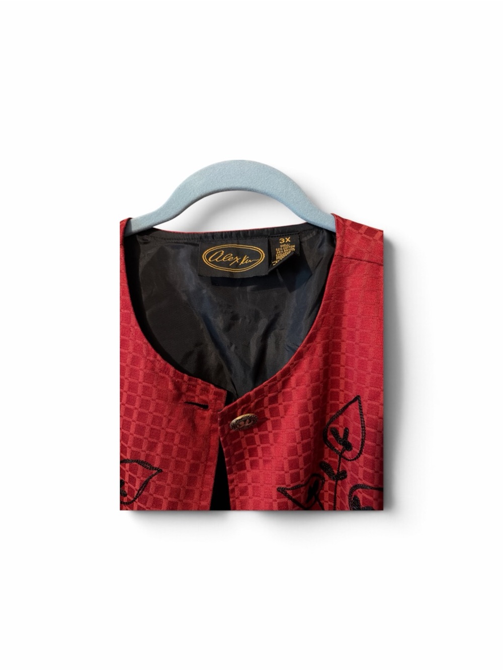 Alex Kim Red Black Folkloric Embroidered Blazer Jacket Plus Size 3X - Picture 4 of 4